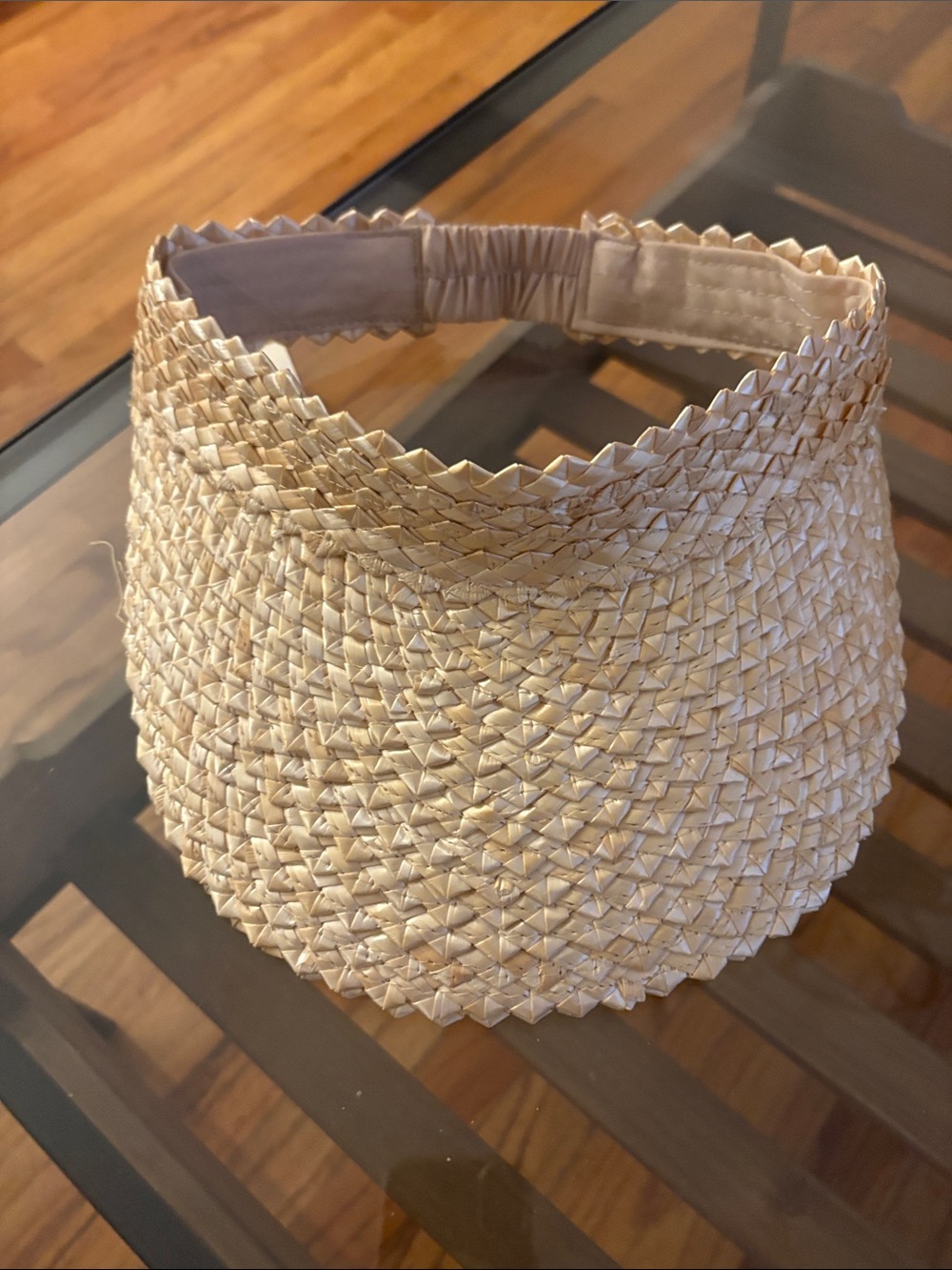 Woven Straw Visor Sun Hat in Beige - Brand Not Specified
